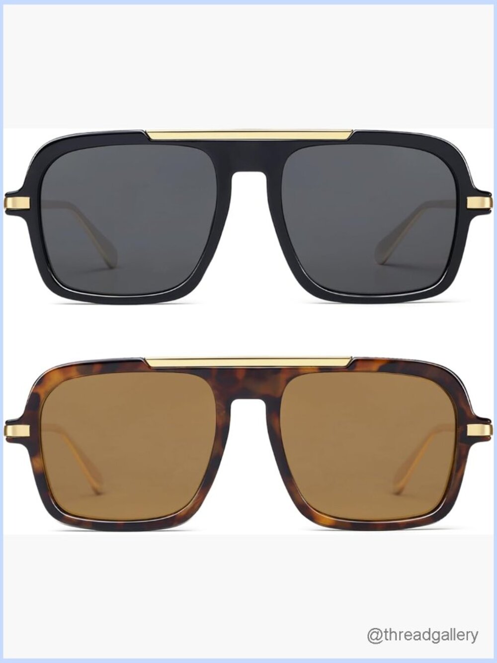 Retro Aviator Sunglasses UV400 Protection Unisex Square Frame Large